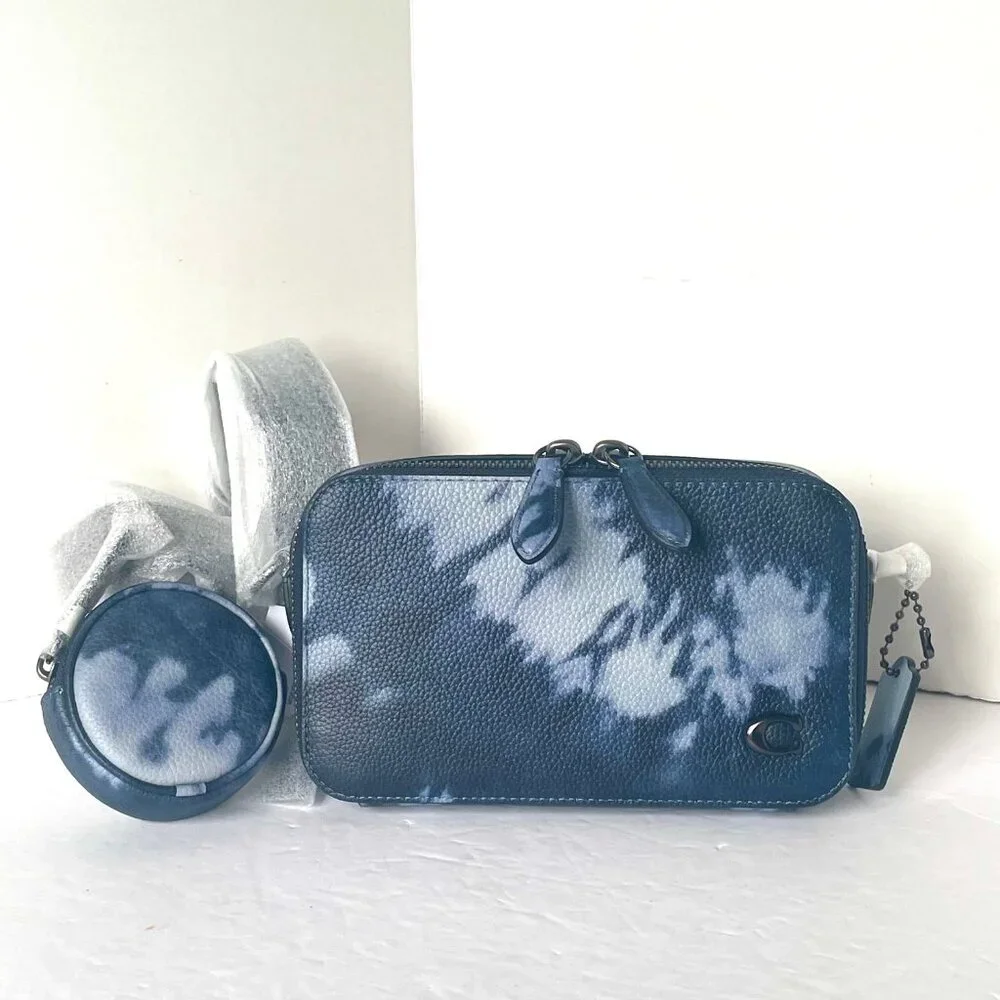 Coach Charter Tie Dye Slim Crossbody Blue Leather Sling Bag CU208 - Picture 4 of 12
